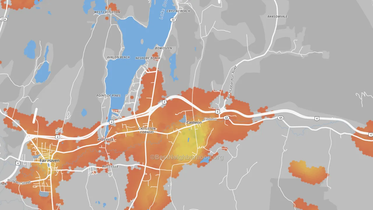Bike Grade map of 05735, VT