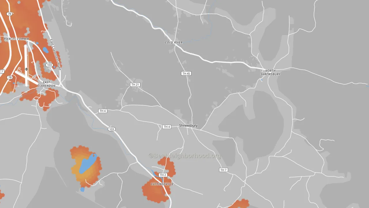Bike Grade map of 05738, VT