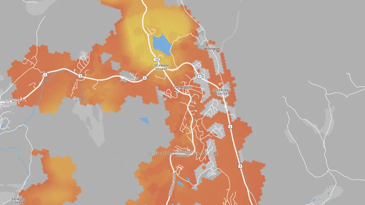 Bike Grade map of 05751, VT