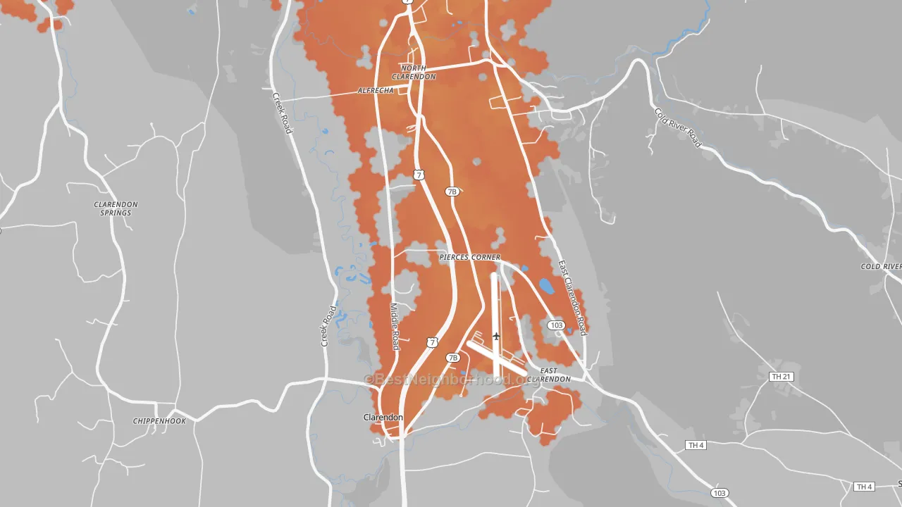 Bike Grade map of 05759, VT