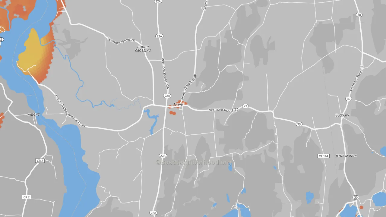 Bike Grade map of 05760, VT