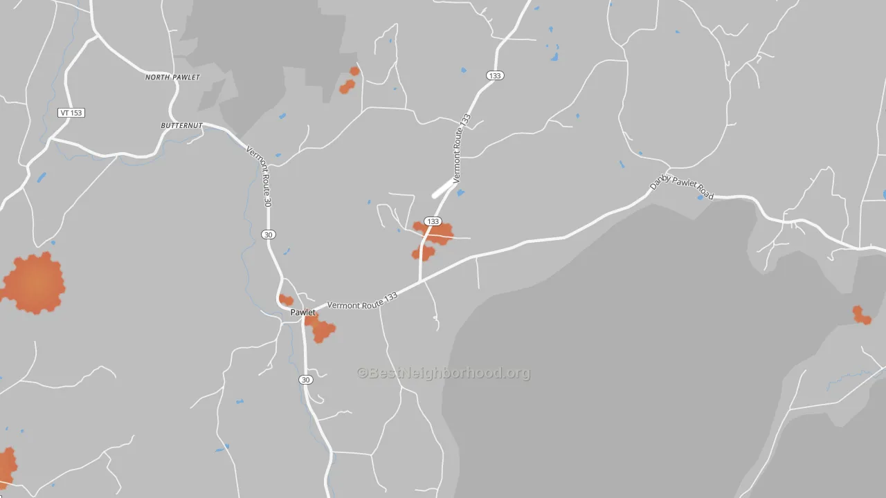 Bike Grade map of 05761, VT
