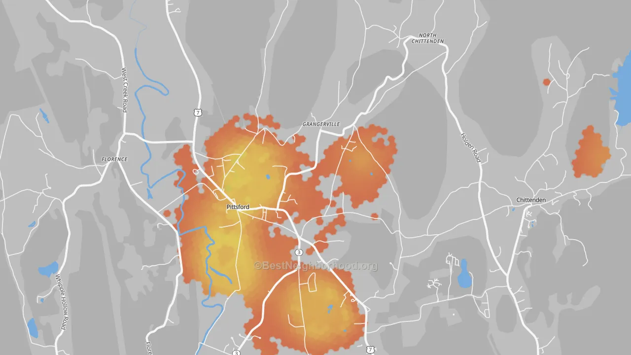 Bike Grade map of 05763, VT