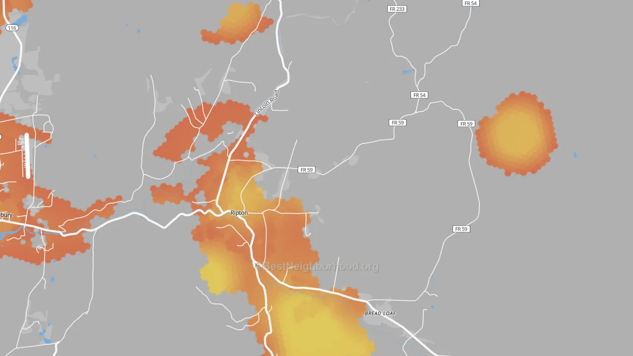Bike Grade map of 05766, VT