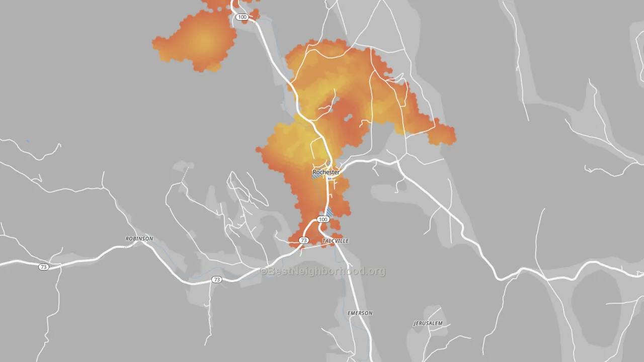 Bike Grade map of 05767, VT