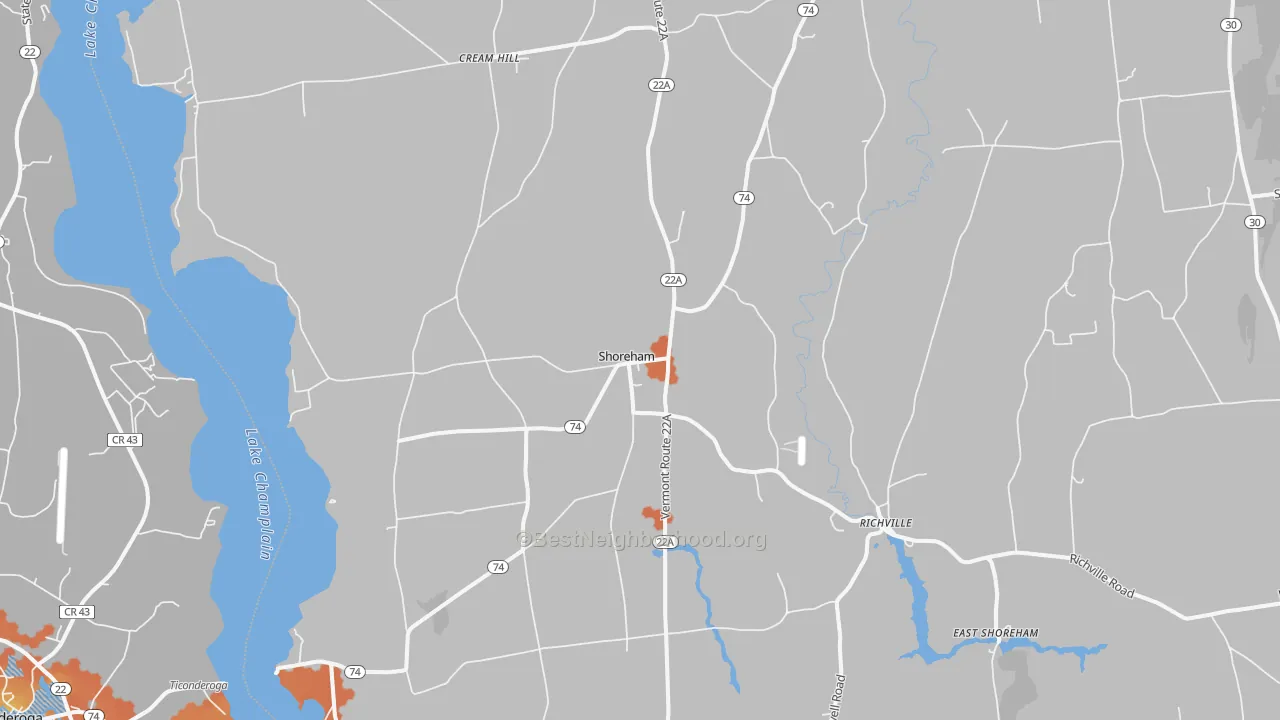Bike Grade map of 05770, VT