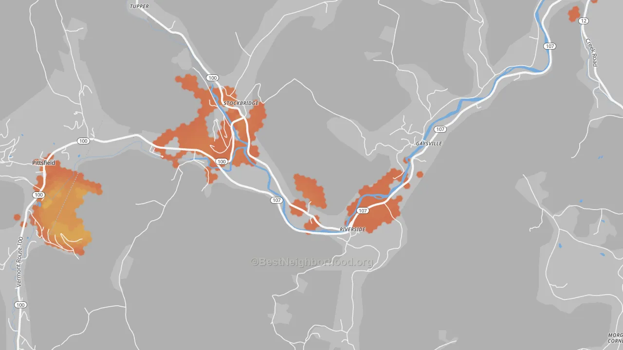 Bike Grade map of 05772, VT