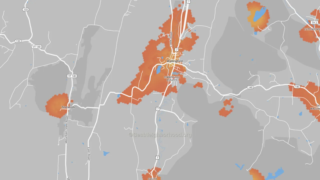 Bike Grade map of 05773, VT