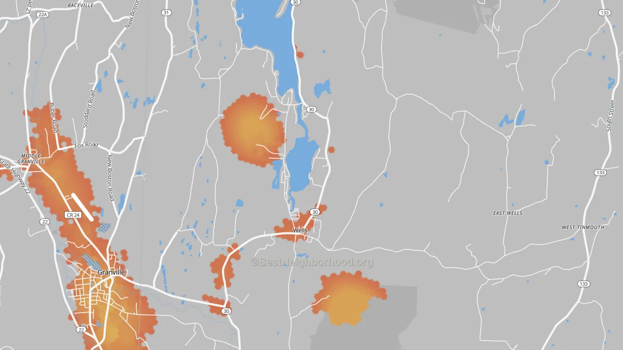 Bike Grade map of 05774, VT