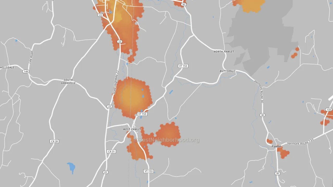 Bike Grade map of 05775, VT