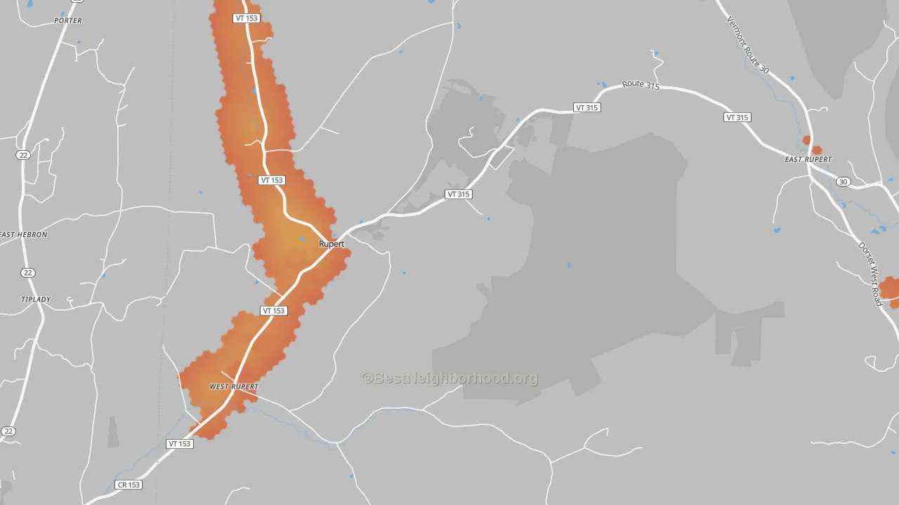 Bike Grade map of 05776, VT