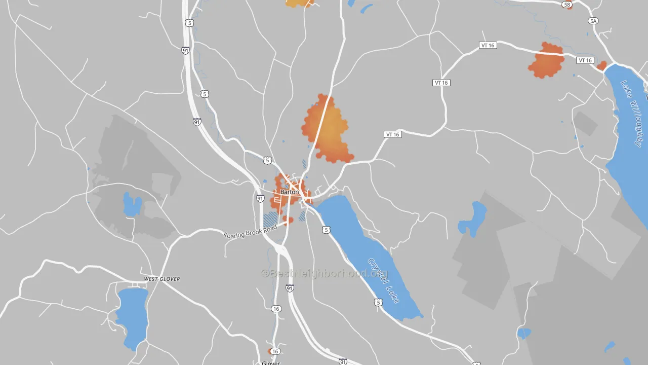 Bike Grade map of 05822, VT