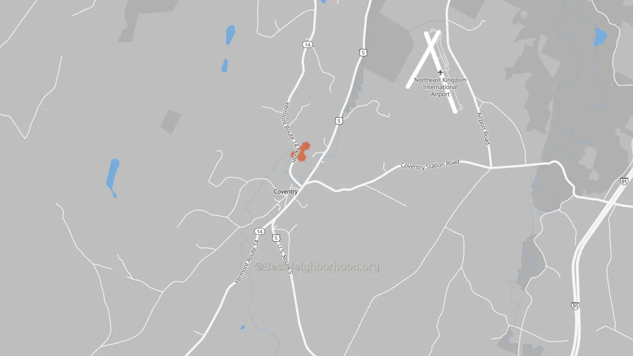 Bike Grade map of 05825, VT