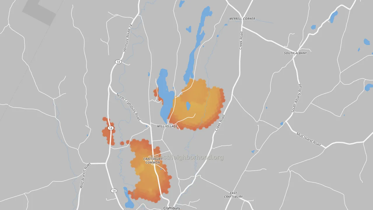 Bike Grade map of 05827, VT