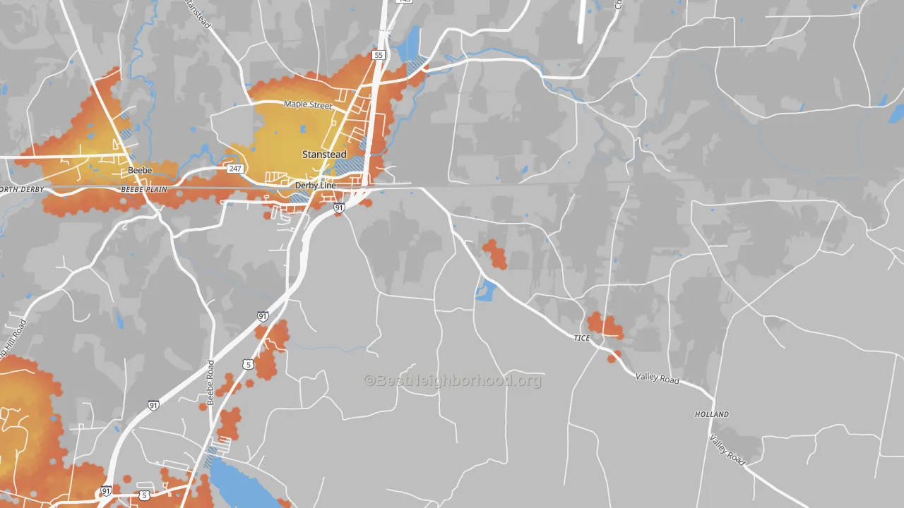 Bike Grade map of 05830, VT