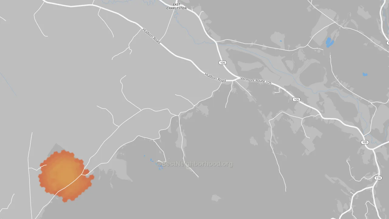 Bike Grade map of 05833, VT