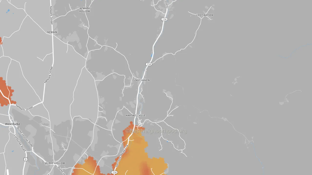 Bike Grade map of 05837, VT