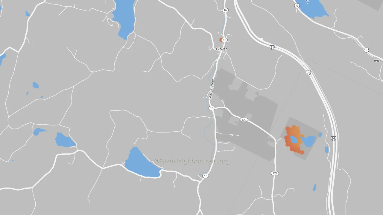 Bike Grade map of 05839, VT