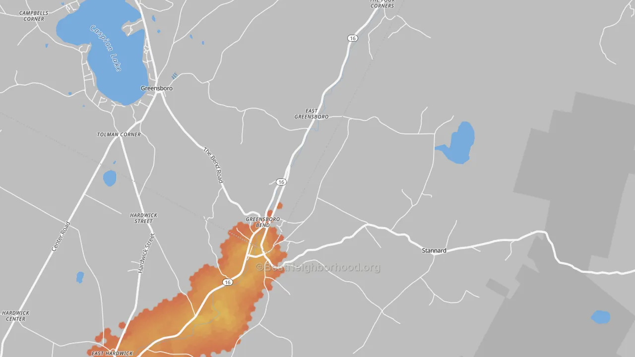 Bike Grade map of 05842, VT