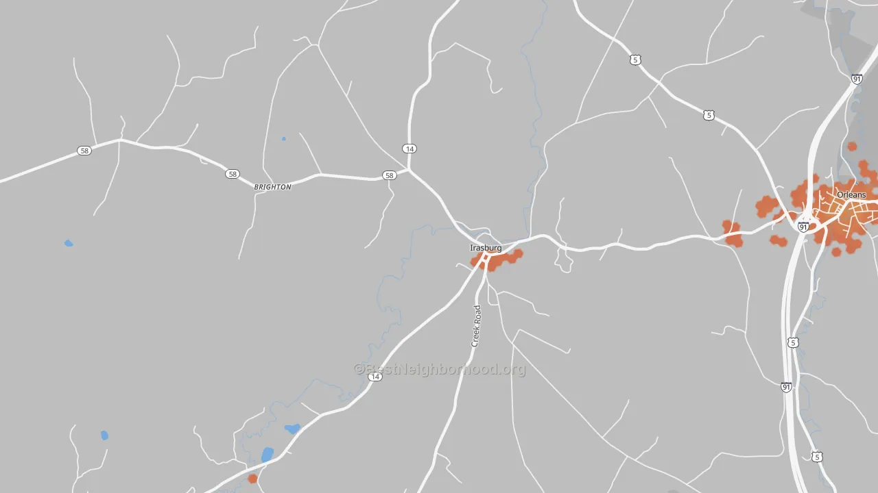 Bike Grade map of 05845, VT