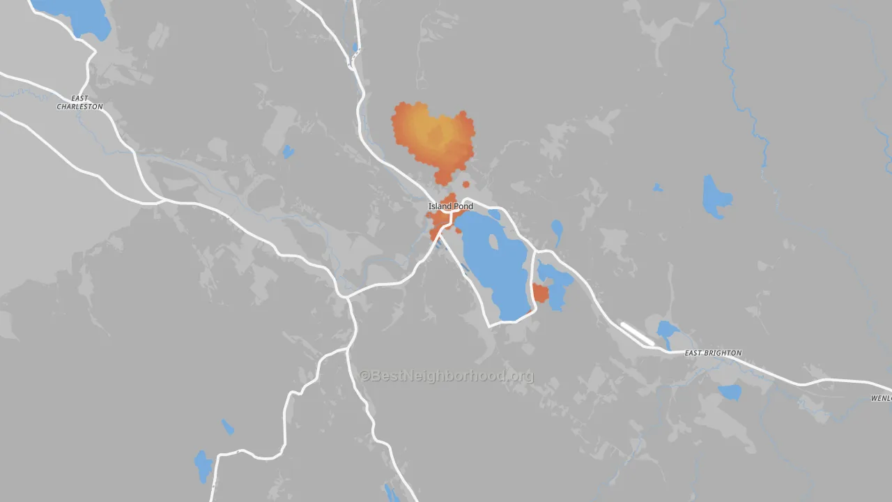 Bike Grade map of 05846, VT