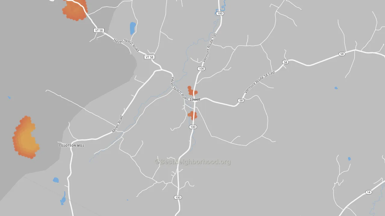 Bike Grade map of 05847, VT