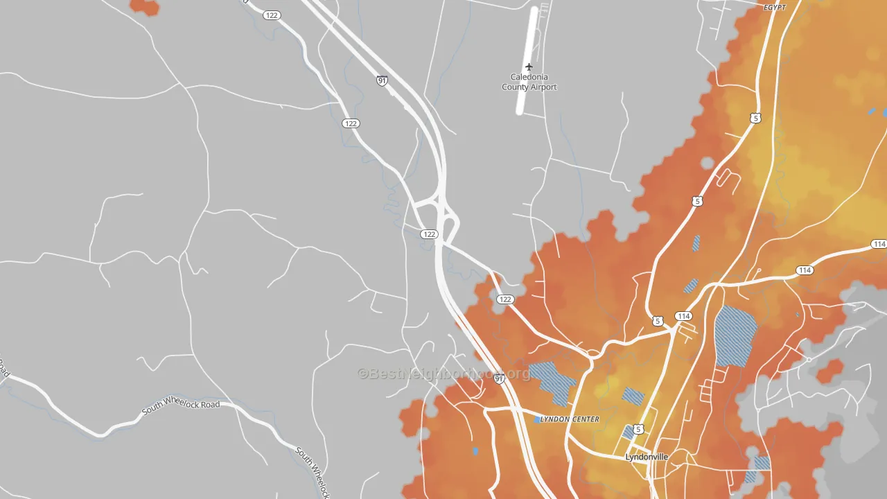 Bike Grade map of 05850, VT