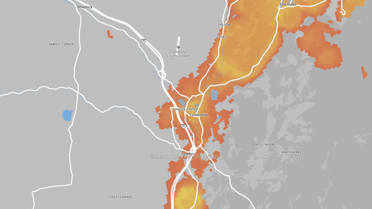 Bike Grade map of 05851, VT