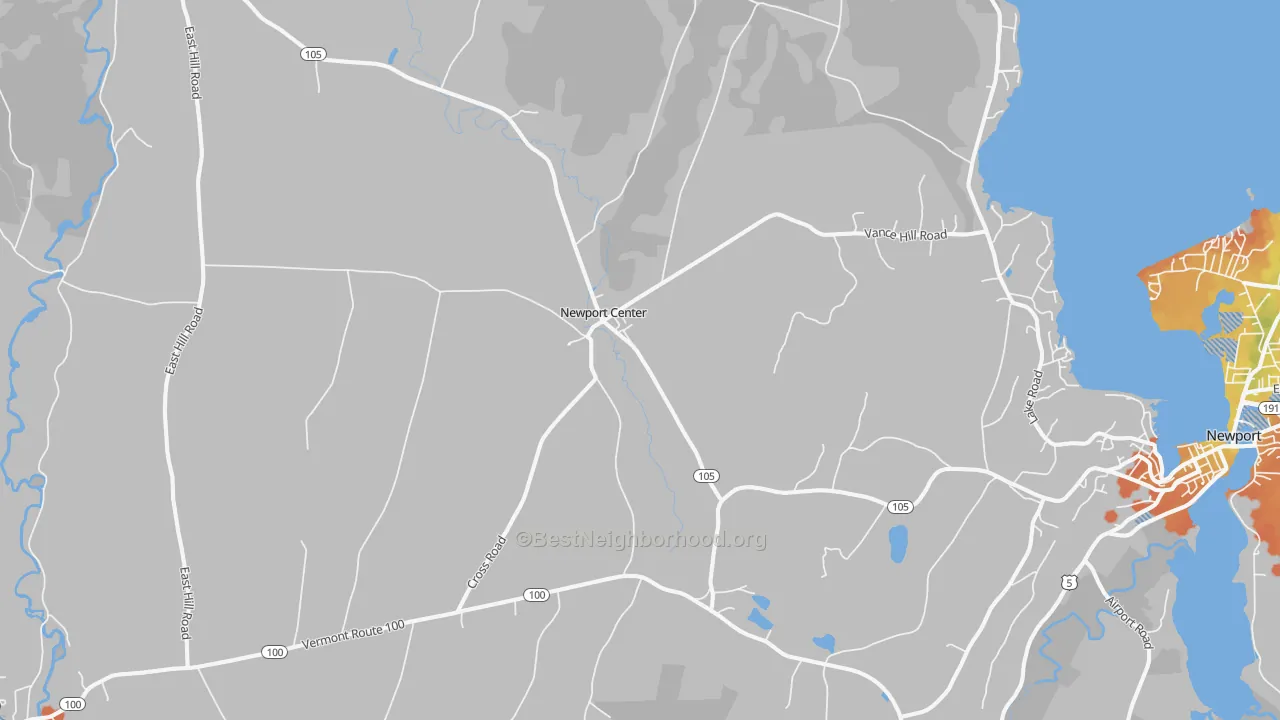 Bike Grade map of 05857, VT