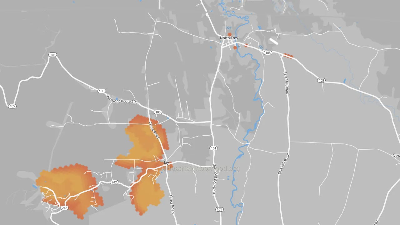 Bike Grade map of 05859, VT
