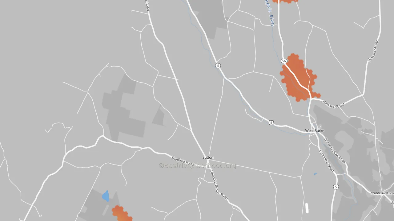 Bike Grade map of 05867, VT