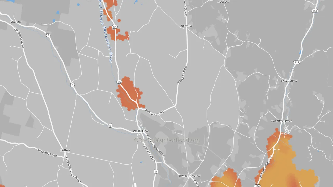 Bike Grade map of 05871, VT