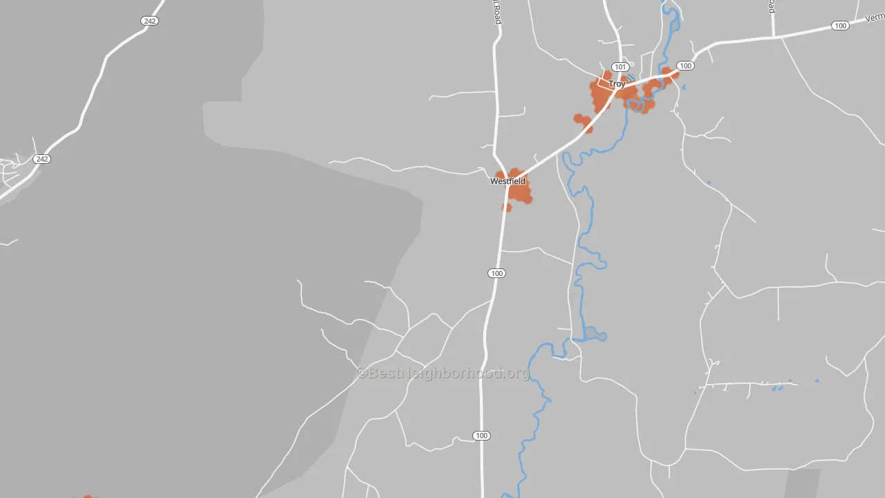 Bike Grade map of 05874, VT
