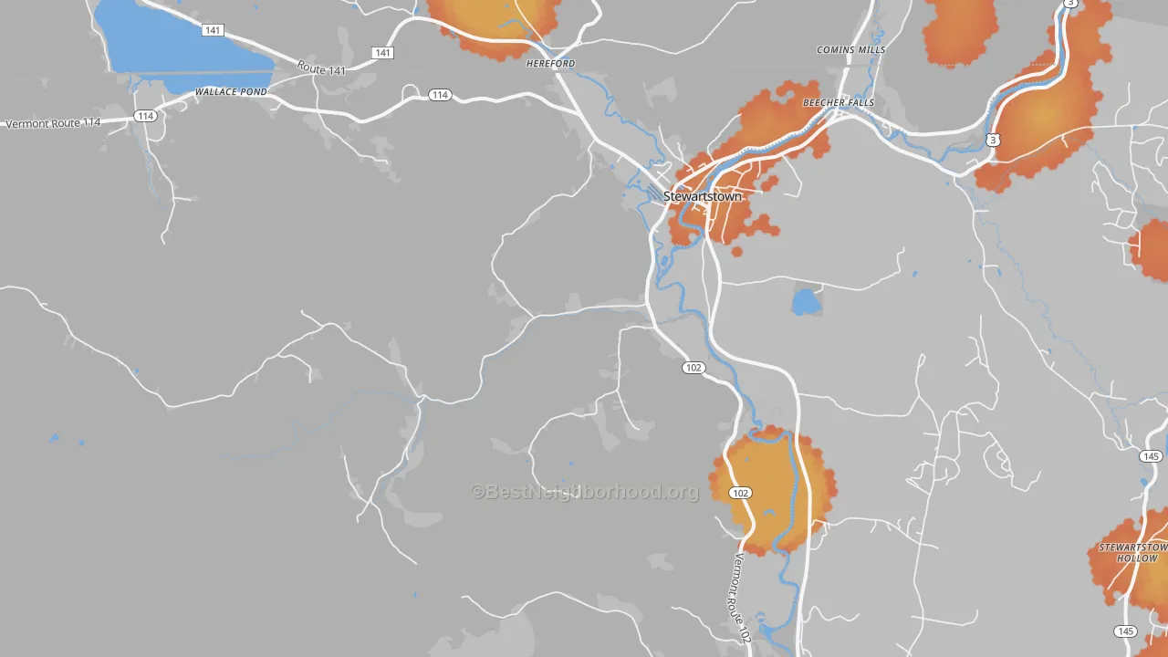 Bike Grade map of 05903, VT