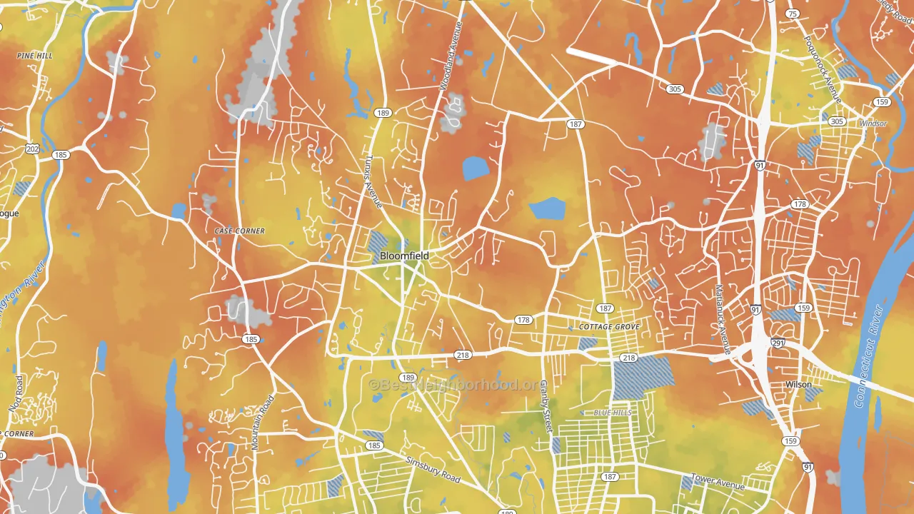 Bike Grade map of 06002, CT