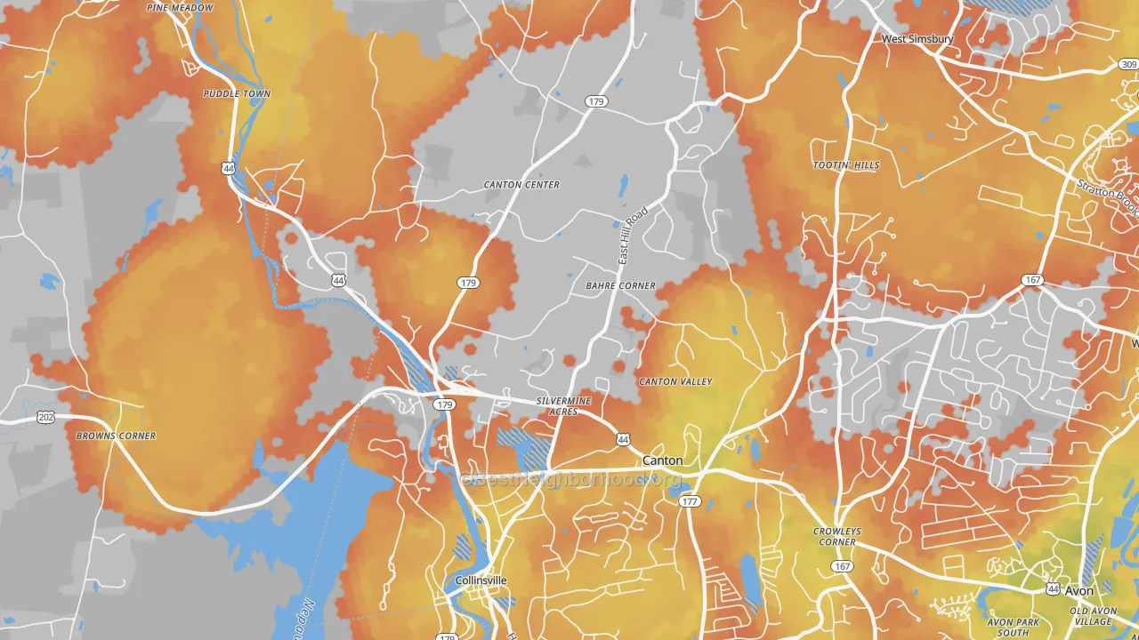 Bike Grade map of 06019, CT