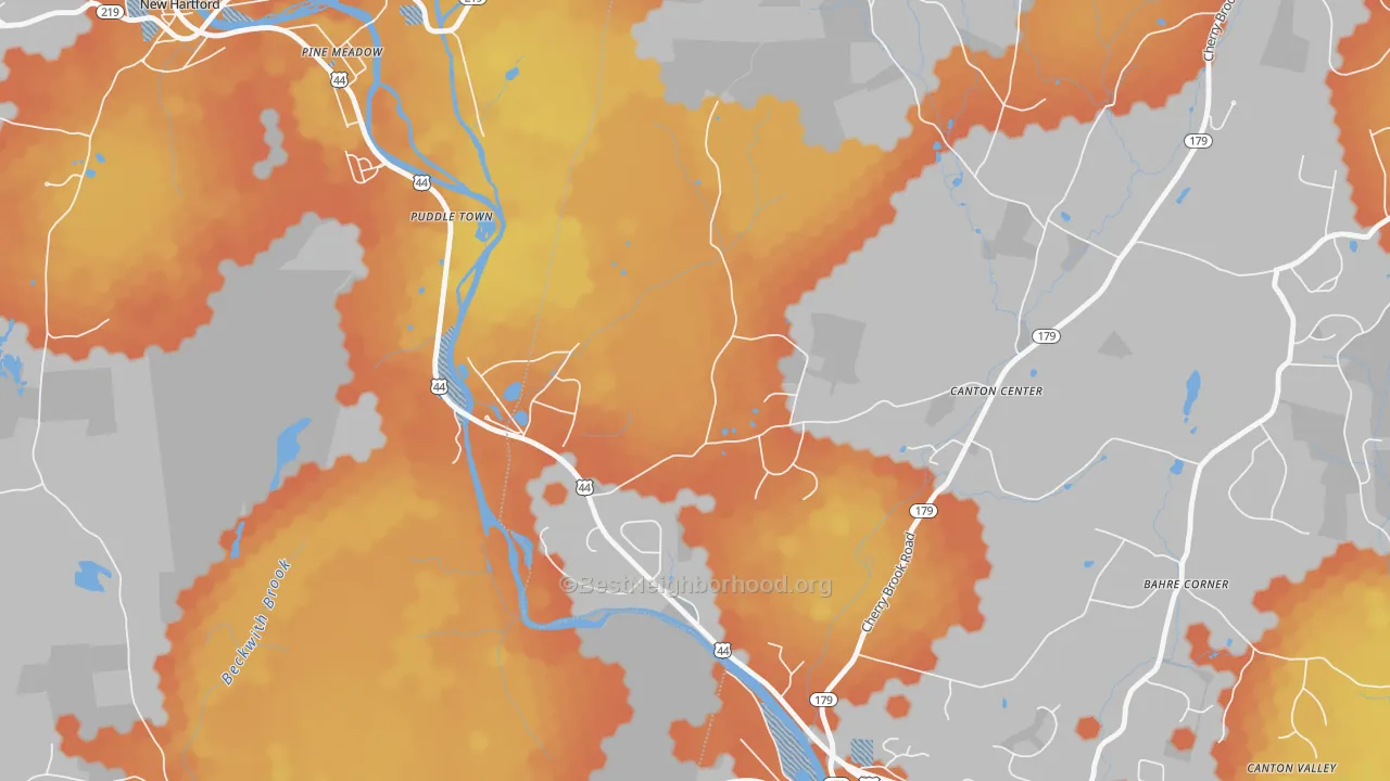 Bike Grade map of 06022, CT