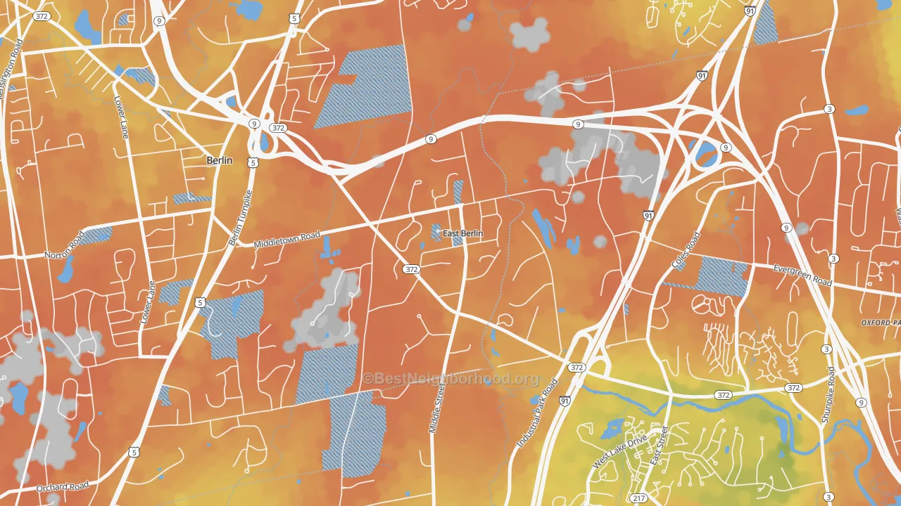Bike Grade map of 06023, CT
