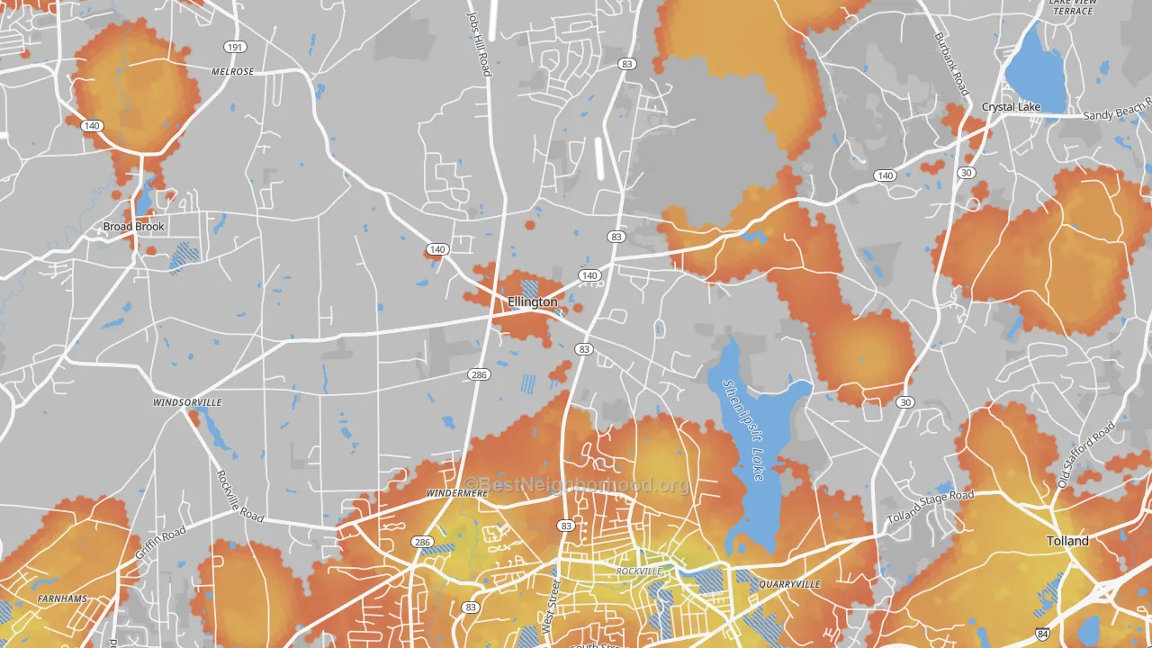 Bike Grade map of 06029, CT
