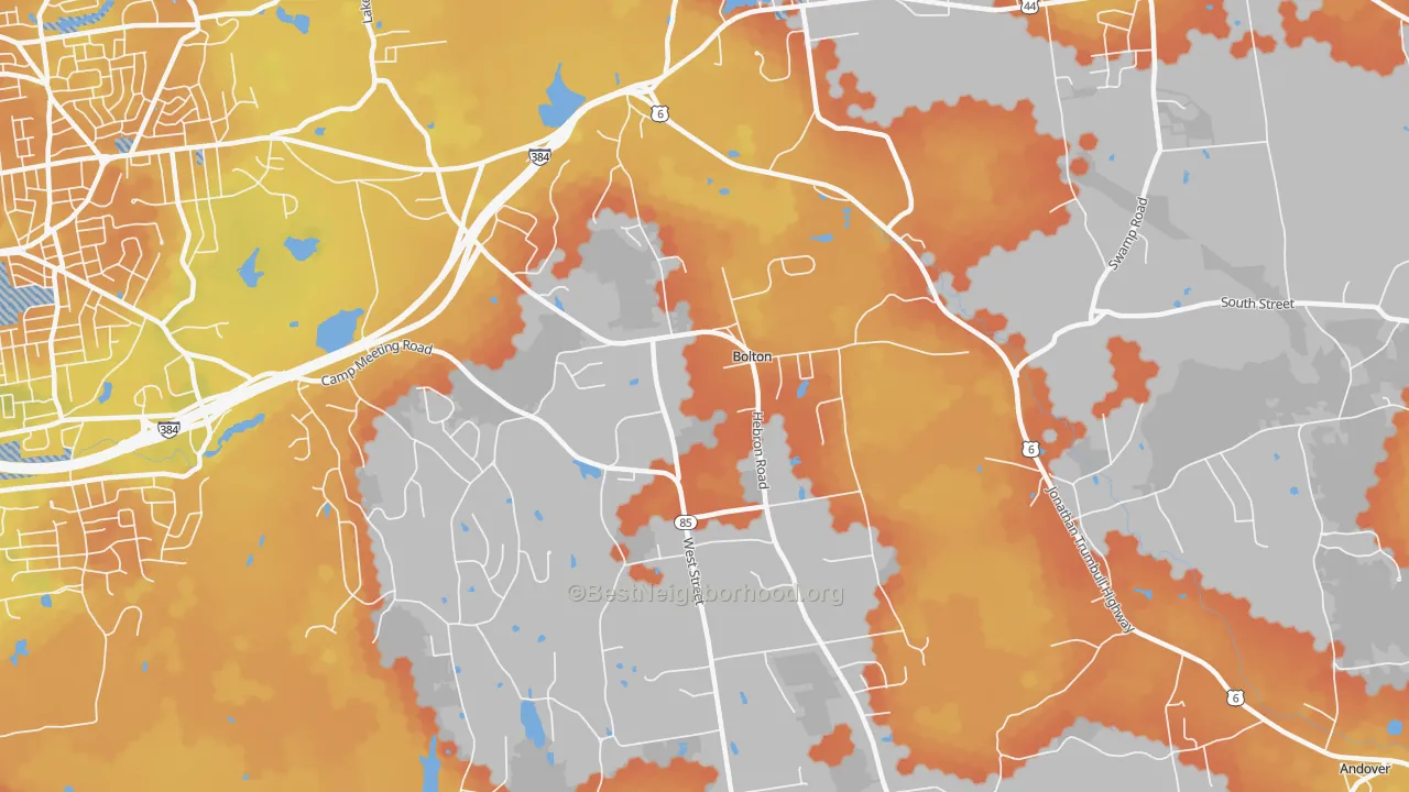 Bike Grade map of 06043, CT