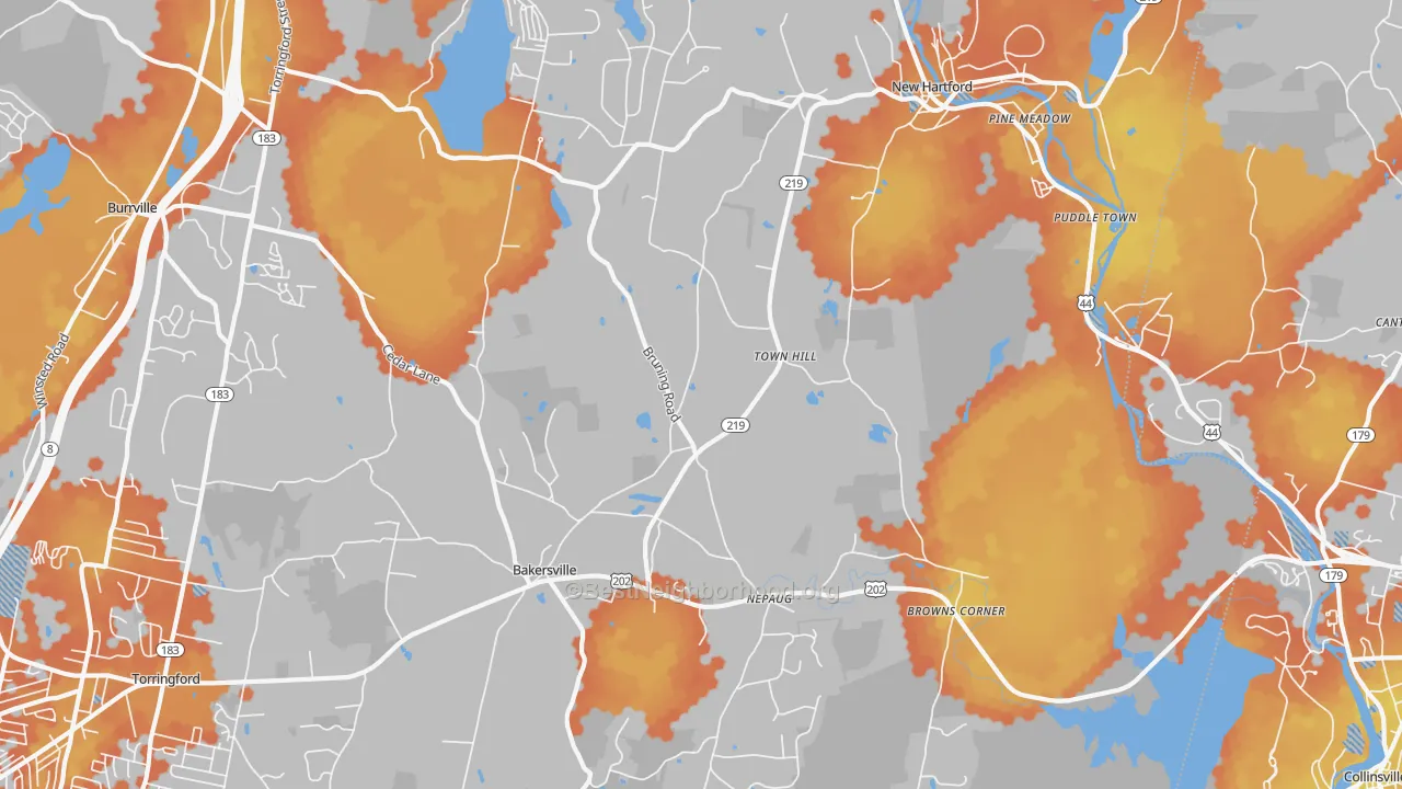 Bike Grade map of 06057, CT