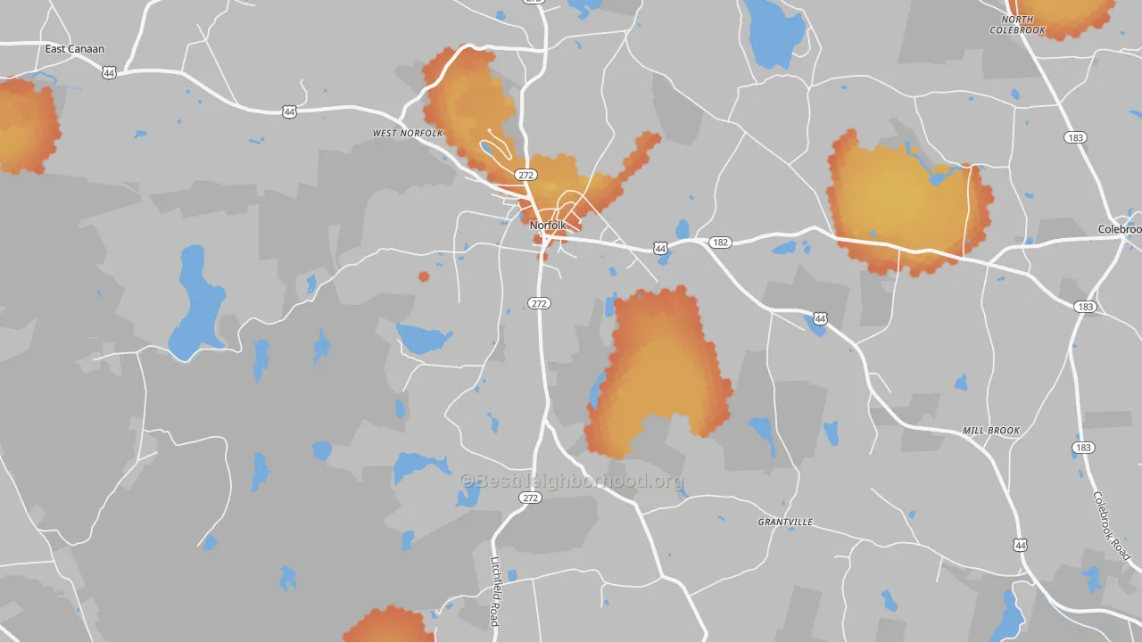 Bike Grade map of 06058, CT