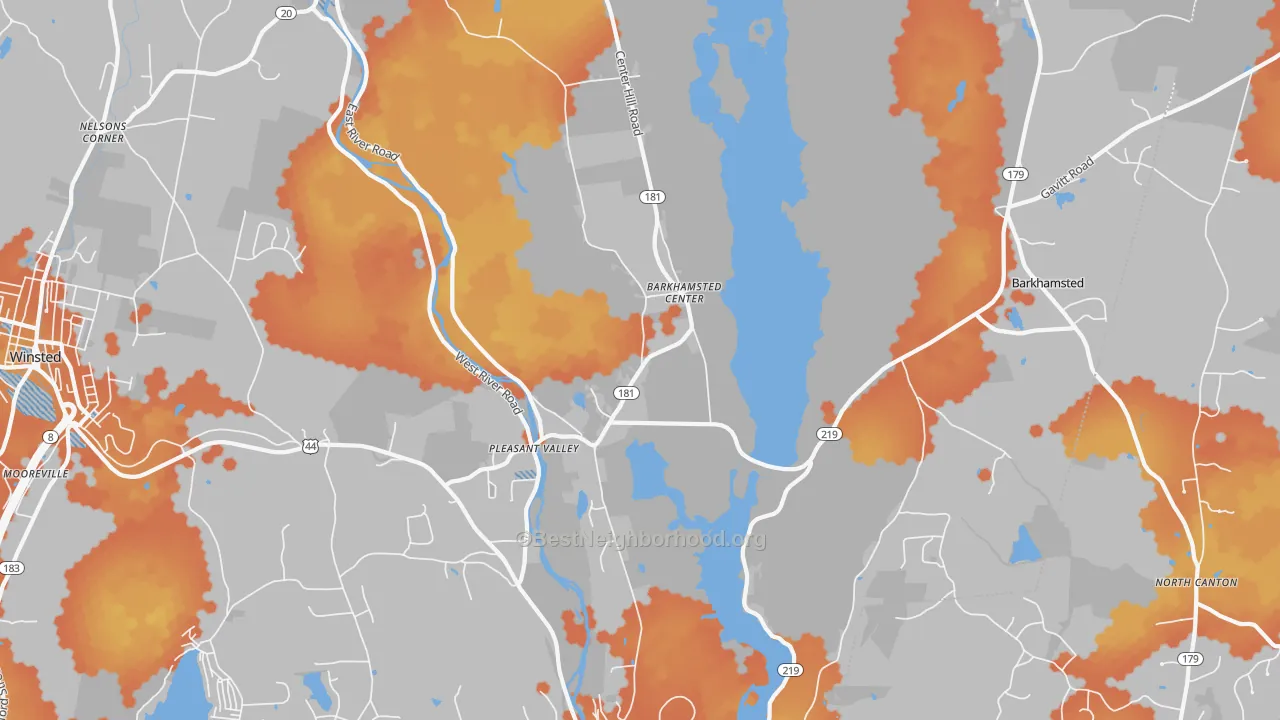 Bike Grade map of 06063, CT