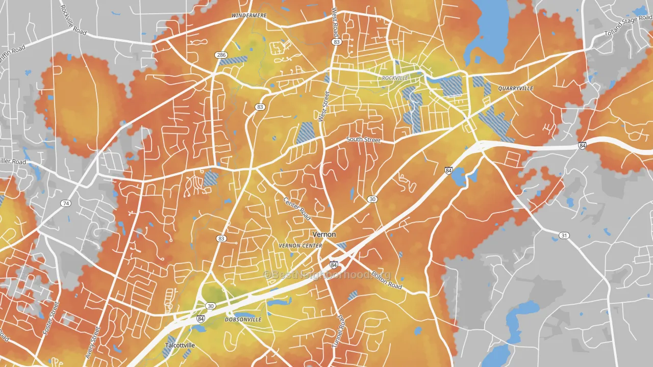 Bike Grade map of 06066, CT