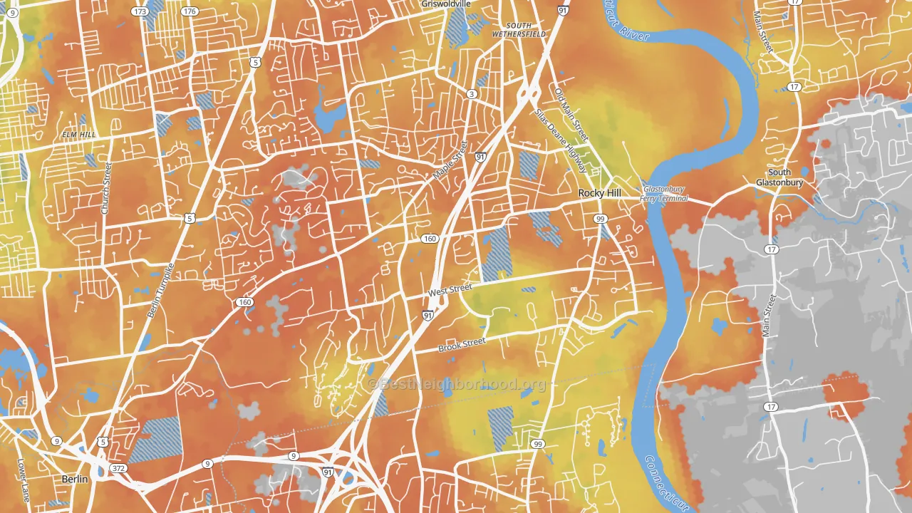 Bike Grade map of 06067, CT