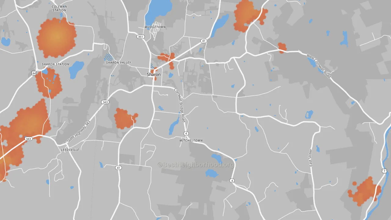 Bike Grade map of 06069, CT