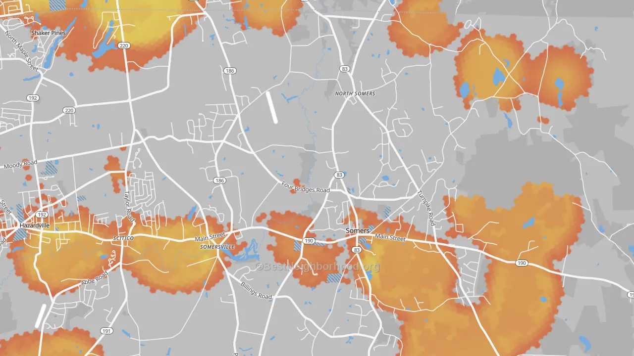 Bike Grade map of 06071, CT