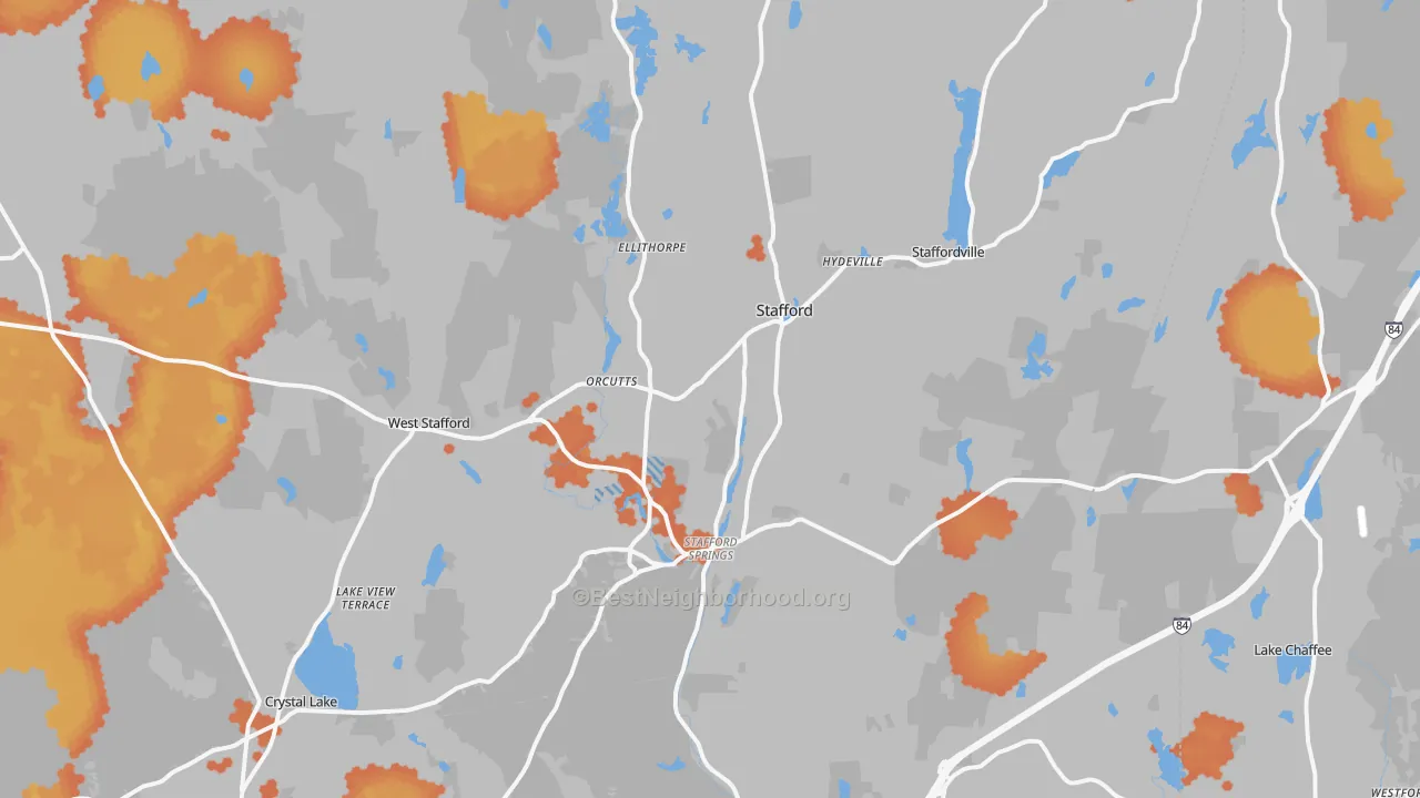Bike Grade map of 06076, CT
