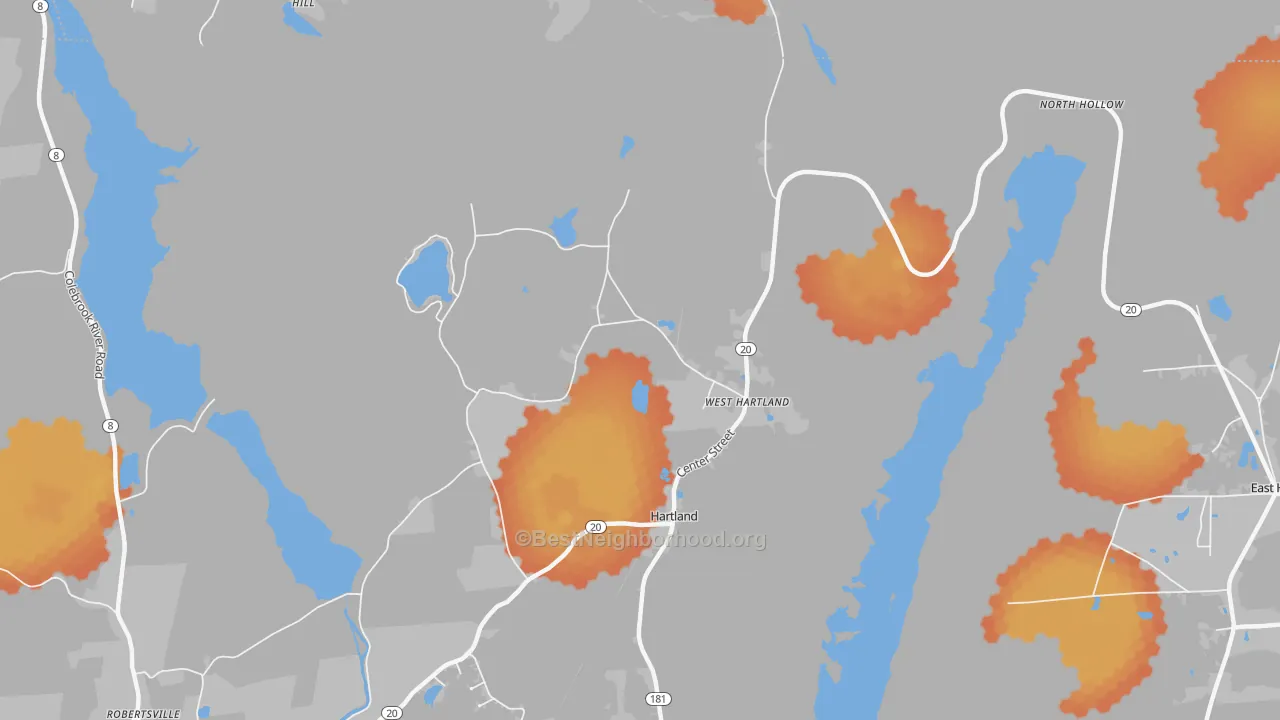 Bike Grade map of 06091, CT