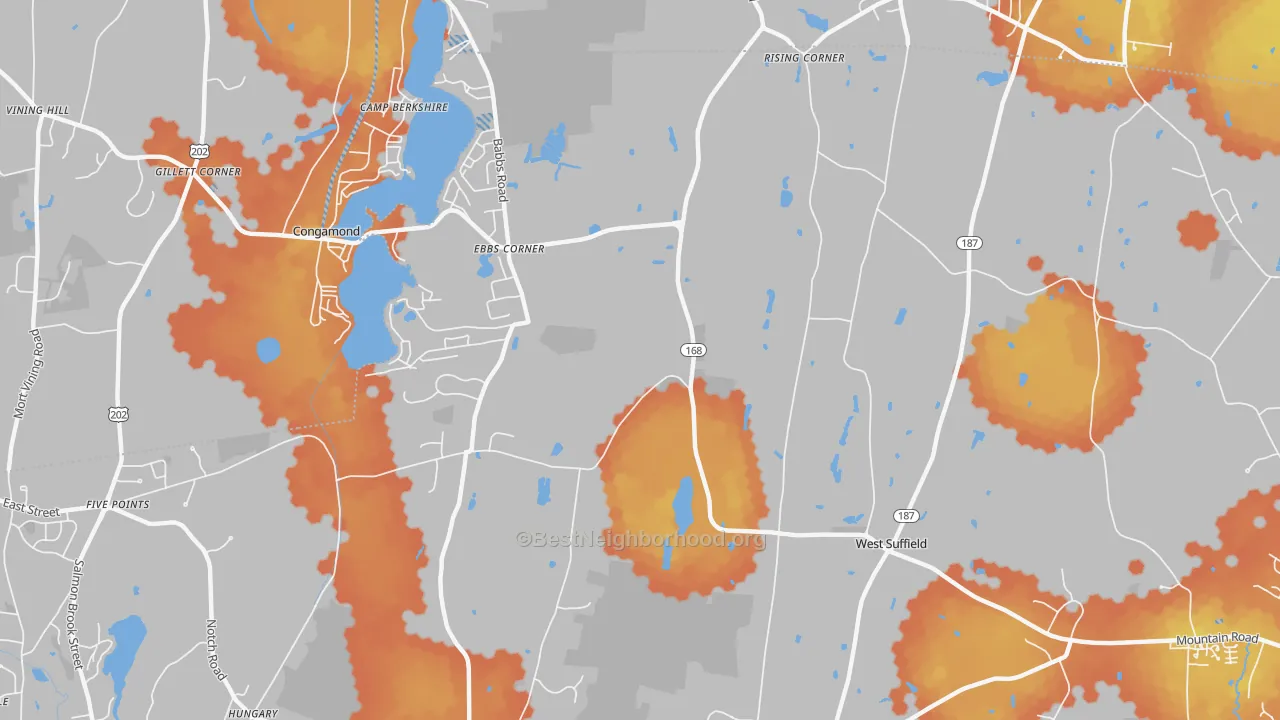 Bike Grade map of 06093, CT